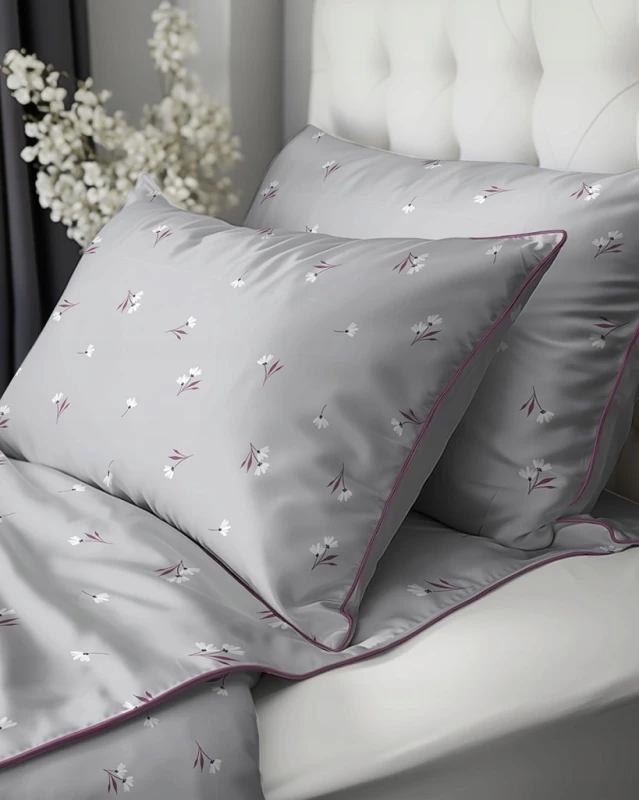 Pościel bawełniana 220x200 Perkal + 2x 70x80 Kwiaty Komplet Premium