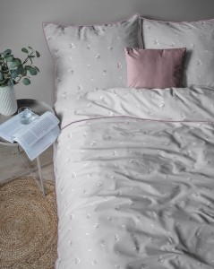 Pościel bawełniana 220x200 Perkal + 2x 70x80 Kwiaty Komplet Premium