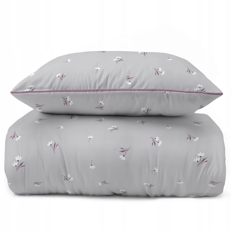 Pościel bawełniana 220x200 Perkal + 2x 70x80 Kwiaty Komplet Premium