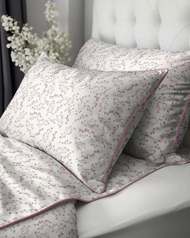 Pościel bawełniana 160x200 Perkal + 2x 70x80 Kwiaty Komplet Premium
