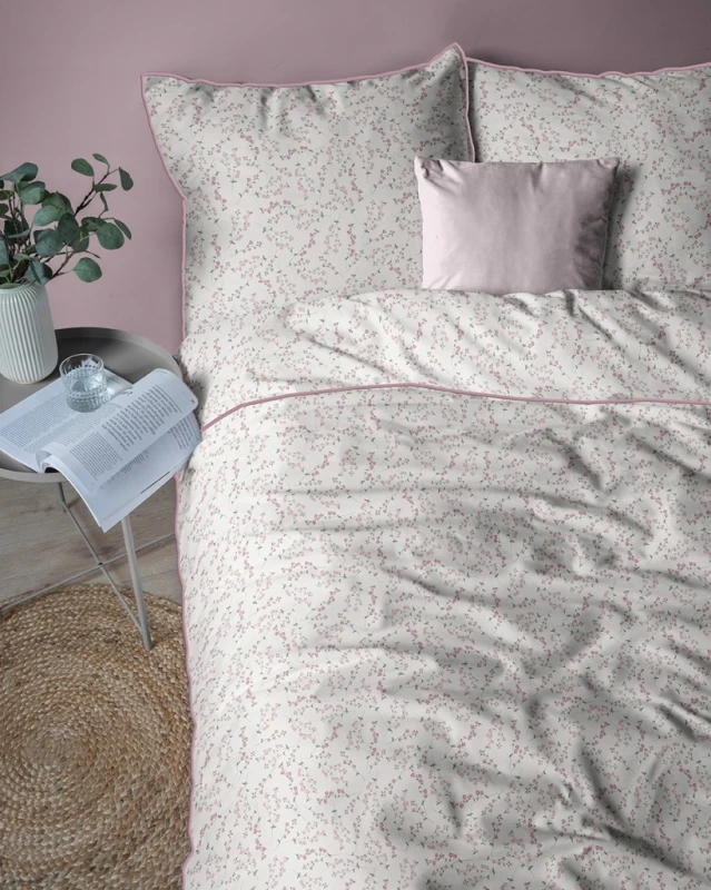 Pościel bawełniana 160x200 Perkal + 2x 70x80 Kwiaty Komplet Premium