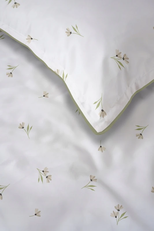 Pościel bawełniana 160x200 Perkal + 2x 70x80 Kwiaty Komplet Premium