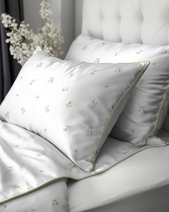 Pościel bawełniana 160x200 Perkal + 2x 70x80 Kwiaty Komplet Premium