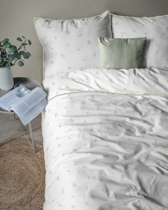 Pościel bawełniana 160x200 Perkal + 2x 70x80 Kwiaty Komplet Premium