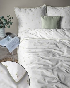 Pościel bawełniana 160x200 Perkal + 2x 70x80 Kwiaty Komplet Premium