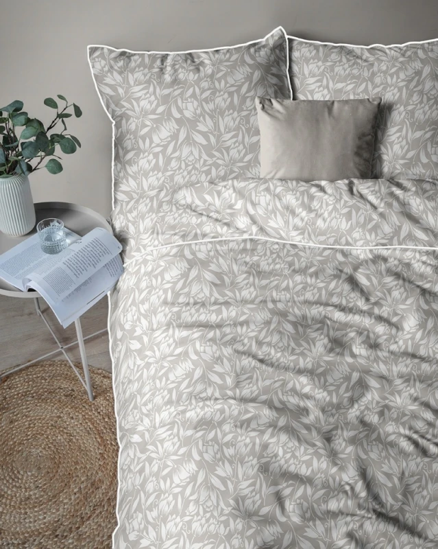 Pościel bawełniana 220x200 Perkal + 2x 70x80 Kwiaty Komplet Premium