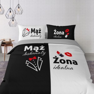 Pościel bawełniana 160x200 Mąż i Żona + 2x 70x80 komplet
