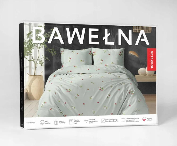 Komplet Pościeli Bawełnianej 220x200 Kwiaty 100% Bawełna + 2 Poszewki