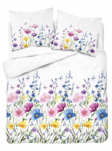 Komplet Pościeli Bawełnianej 220x200 Kwiaty 100% Bawełna + 2 Poszewki