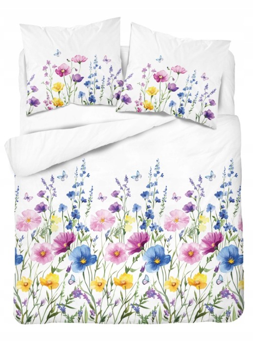 Komplet Pościeli Bawełnianej 220x200 Kwiaty 100% Bawełna + 2 Poszewki