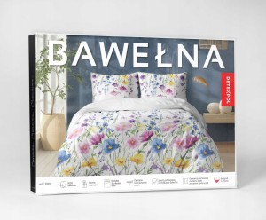 Komplet Pościeli Bawełnianej 220x200 Kwiaty 100% Bawełna + 2 Poszewki