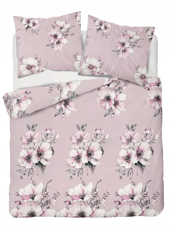 Komplet Pościeli Bawełnianej 220x200 Kwiaty 100% Bawełna + 2 Poszewki