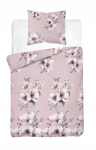 Komplet Pościeli Bawełnianej 220x200 Kwiaty 100% Bawełna + 2 Poszewki