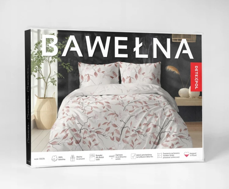Komplet Pościeli Bawełnianej 220x200 Kwiaty 100% Bawełna + 2 Poszewki