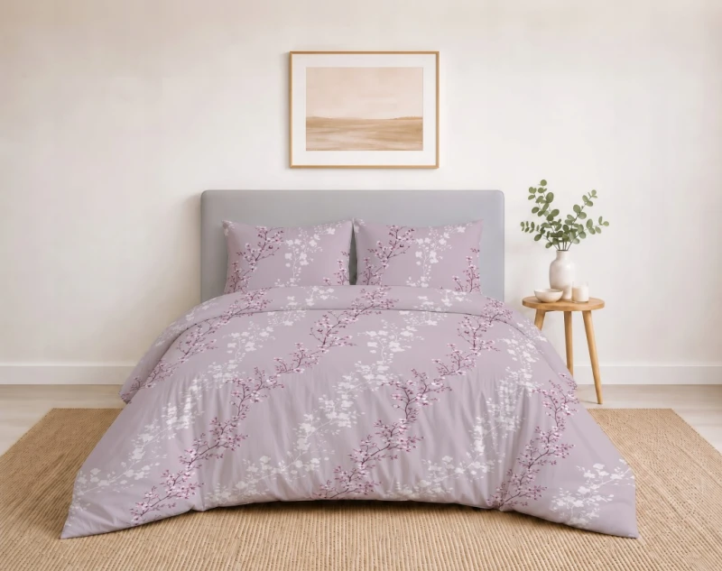 Komplet Pościeli Bawełnianej 220x200 Kwiaty 100% Bawełna + 2 Poszewki