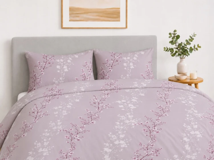Komplet Pościeli Bawełnianej 220x200 Kwiaty 100% Bawełna + 2 Poszewki