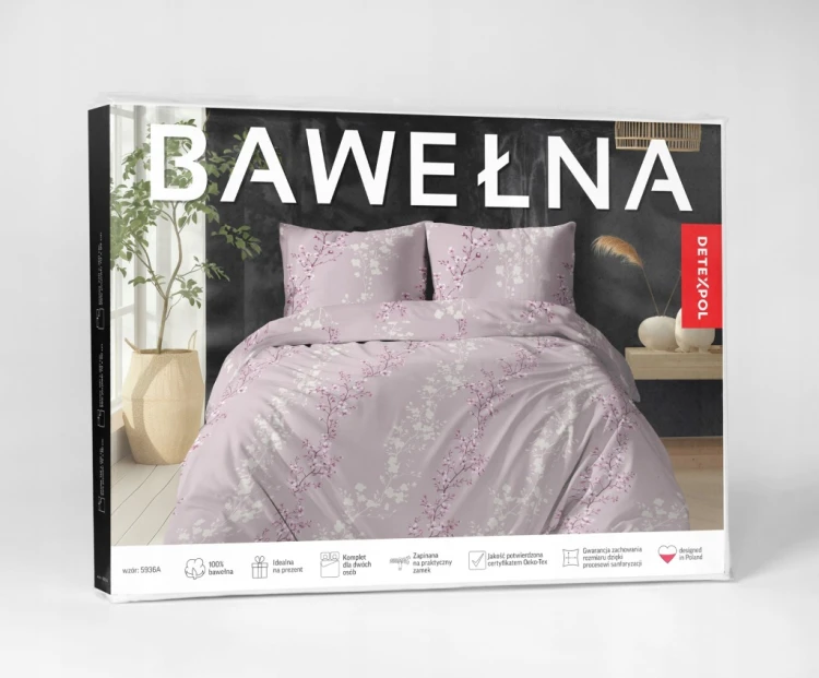 Komplet Pościeli Bawełnianej 220x200 Kwiaty 100% Bawełna + 2 Poszewki