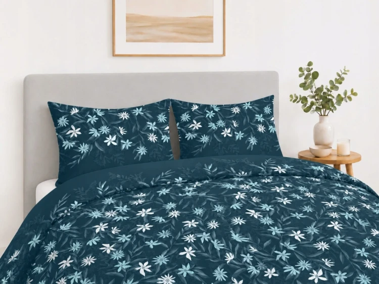 Komplet Pościeli Bawełnianej 220x200 Kwiaty 100% Bawełna + 2 Poszewki