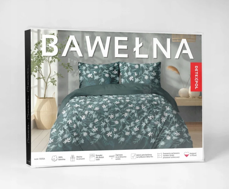 Komplet Pościeli Bawełnianej 220x200 Kwiaty 100% Bawełna + 2 Poszewki