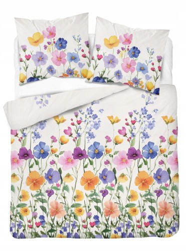 Komplet Pościeli Bawełnianej 220x200 Kwiaty 100% Bawełna + 2 Poszewki