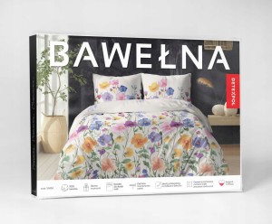 Komplet Pościeli Bawełnianej 220x200 Kwiaty 100% Bawełna + 2 Poszewki
