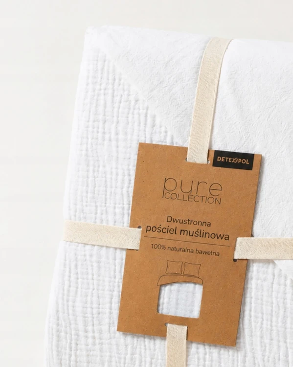 Pościel Muślinowa 100% Bawełna Biała 160x200 + 2 Poszewki 70x80
