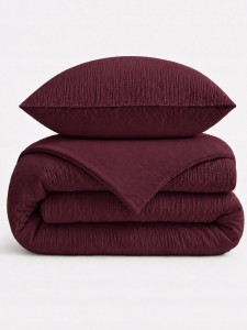 Pościel Muślinowa 100% Bawełna Burgund 220x200 + 2 Poszewki 70x80