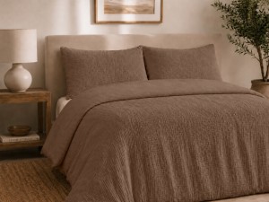 Pościel Muślinowa 100% Bawełna Mokka 220x200 + 2 Poszewki 70x80