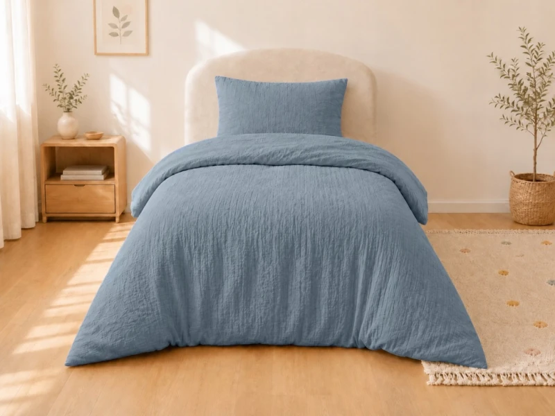 Komplet pościeli muślinowej 90×120+40×60 Niebieski 100% bawełna