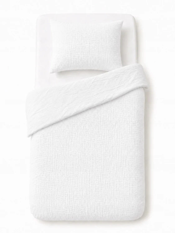 Pościel Niemowlęca Muślinowa 100% Bawełna 90x120 + Poszewka 40x60 Biała