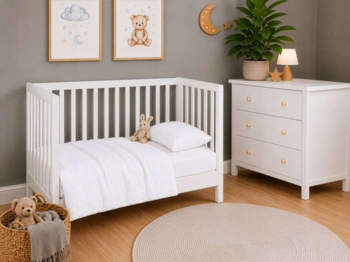 Pościel Niemowlęca Muślinowa 100% Bawełna 90x120 + Poszewka 40x60 Biała