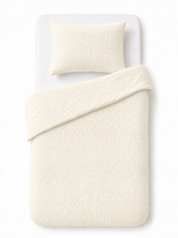 Komplet pościeli muślinowej 90×120+40×60 Kremowa 100% bawełna