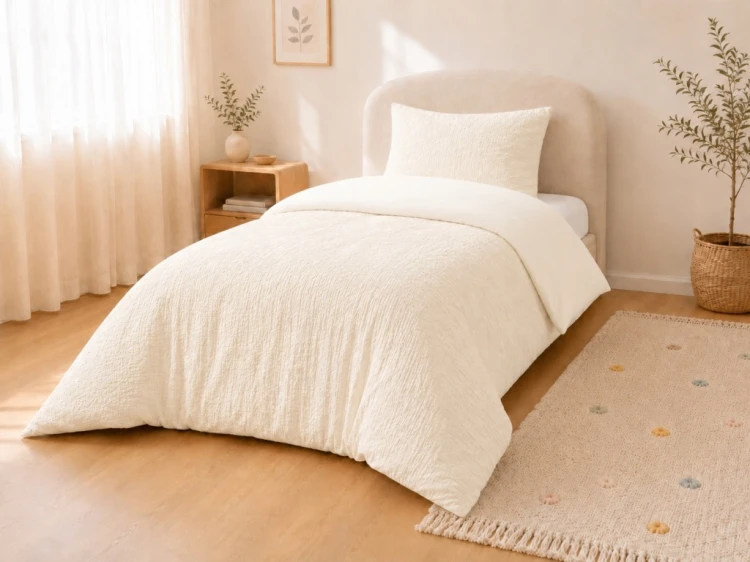 Komplet pościeli muślinowej 90×120+40×60 Kremowa 100% bawełna