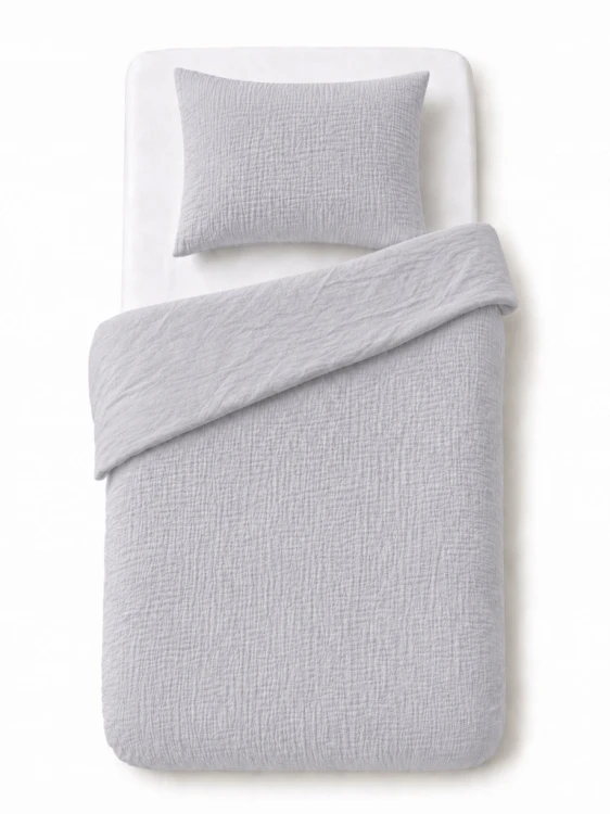 Komplet pościeli muślinowej 100x135+poszewka 40×60 Szara 100% bawełna