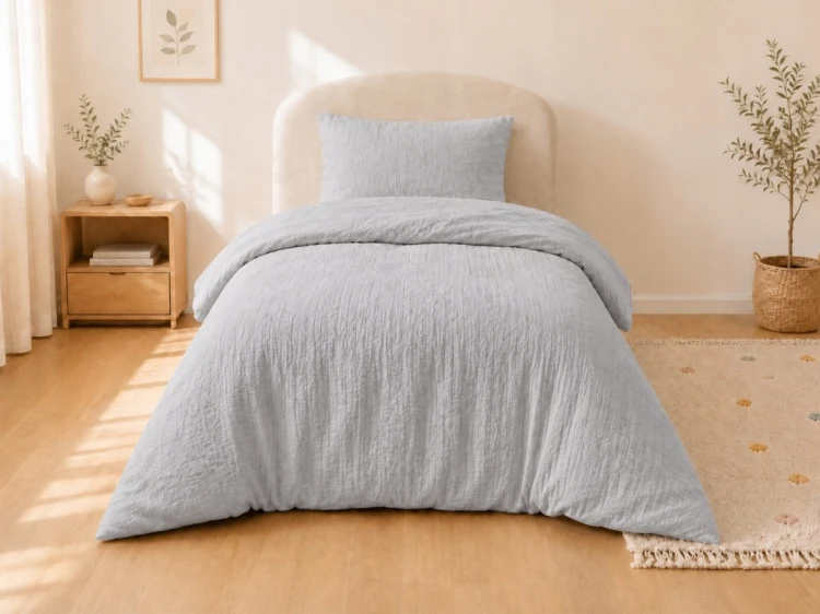 Komplet pościeli muślinowej 100x135+poszewka 40×60 Szara 100% bawełna