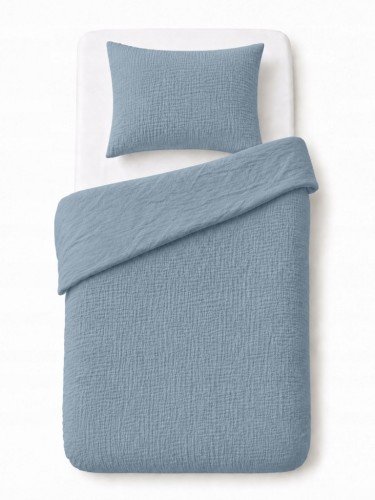 Komplet pościeli muślinowej 100x135+ poszewka40×60 Niebieski 100% bawełna
