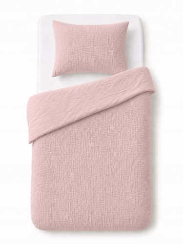 Komplet pościeli muślinowej 100x135+poszewka 40×60 Różowa 100% bawełna