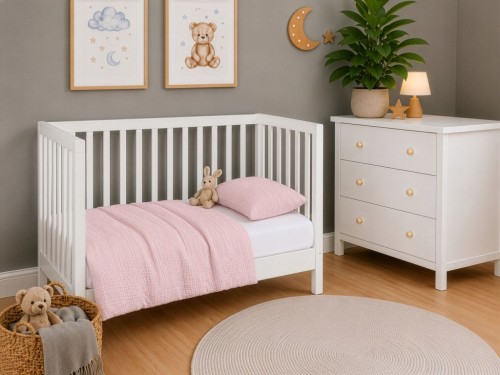 Komplet pościeli muślinowej 100x135+poszewka 40×60 Różowa 100% bawełna