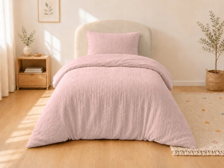 Komplet pościeli muślinowej 100x135+poszewka 40×60 Różowa 100% bawełna
