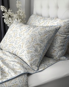 Pościel bawełniana 220x200 Perkal + 2x 70x80 Kwiaty Komplet Premium
