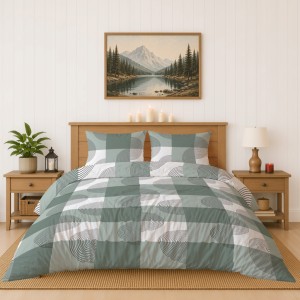 Pościel flanelowa 220x200 2X 70x80 100% bawełna KRATA