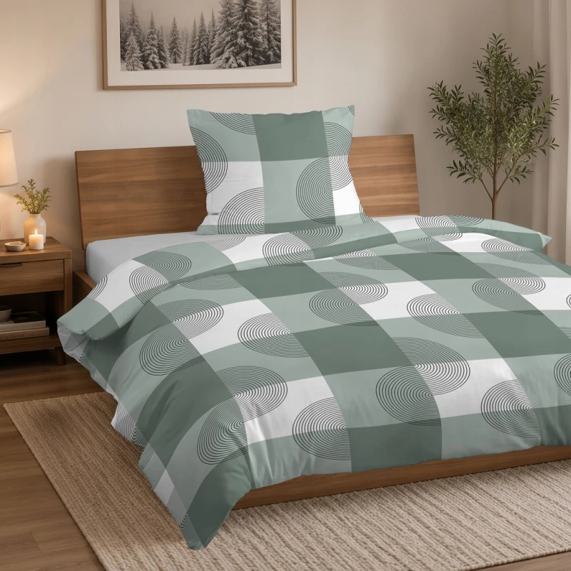 Pościel flanelowa 220x200 2X 70x80 100% bawełna KRATA