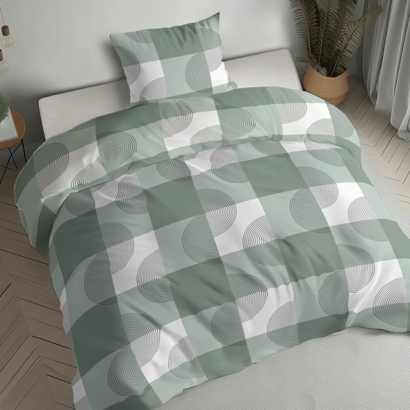 Pościel flanelowa 220x200 2X 70x80 100% bawełna KRATA