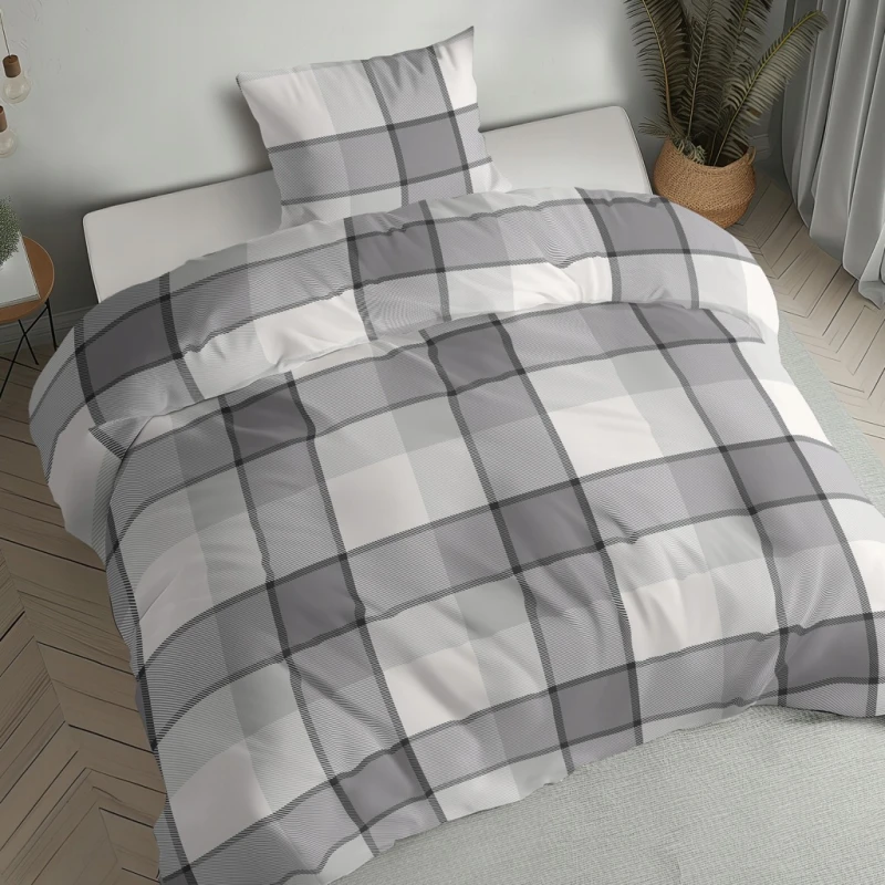 Pościel flanelowa 160x200 2X 70x80 100% bawełna KRATA