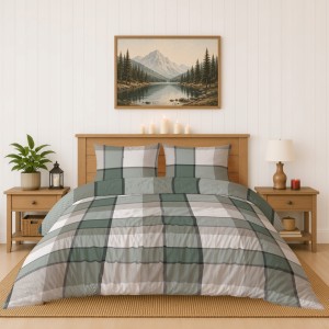 Pościel flanelowa 160x200 2X 70x80 100% bawełna KRATA