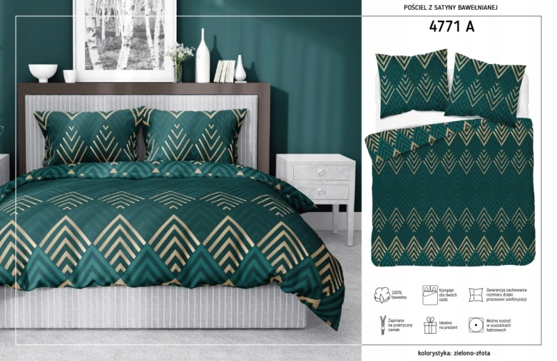 Pościel satynowa bawełna PREMIUM 140x200 + poszewka 70x80