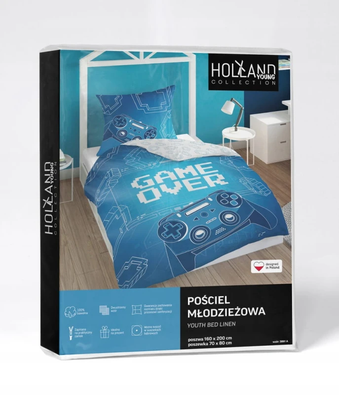 Pościel Dziecięca kołdra140cm x 200cm + 1 x poduszka 70cm x 80cm GAME OVER