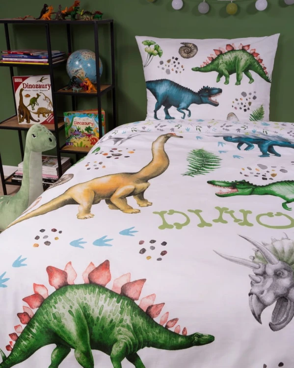 Pościel FLUO kołdra140cm x 200cm + 1 x poduszka 70cm x 80cm DINOZAURY