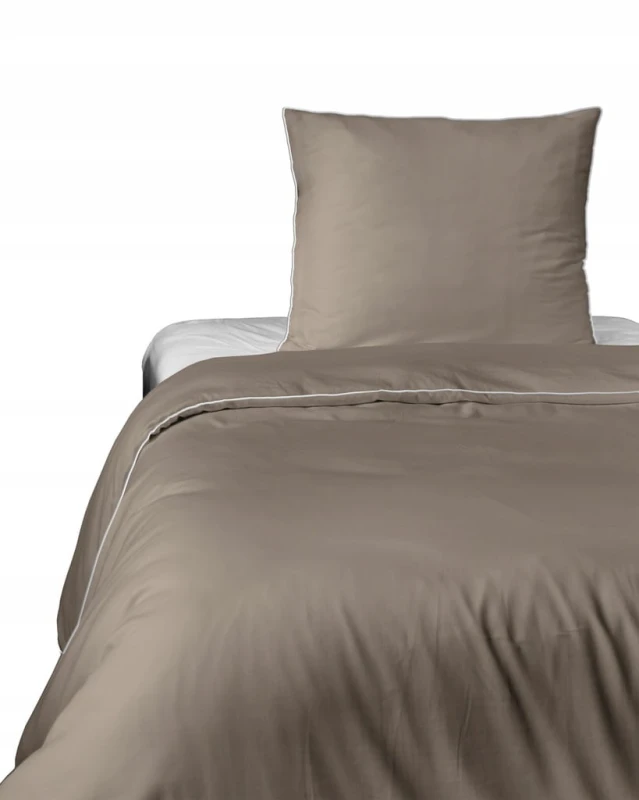 Pościel GŁADKA MAKOSATYNA kołdra 160cmx200cm + 2xpoduszka 70cmx80cm TAUPE
