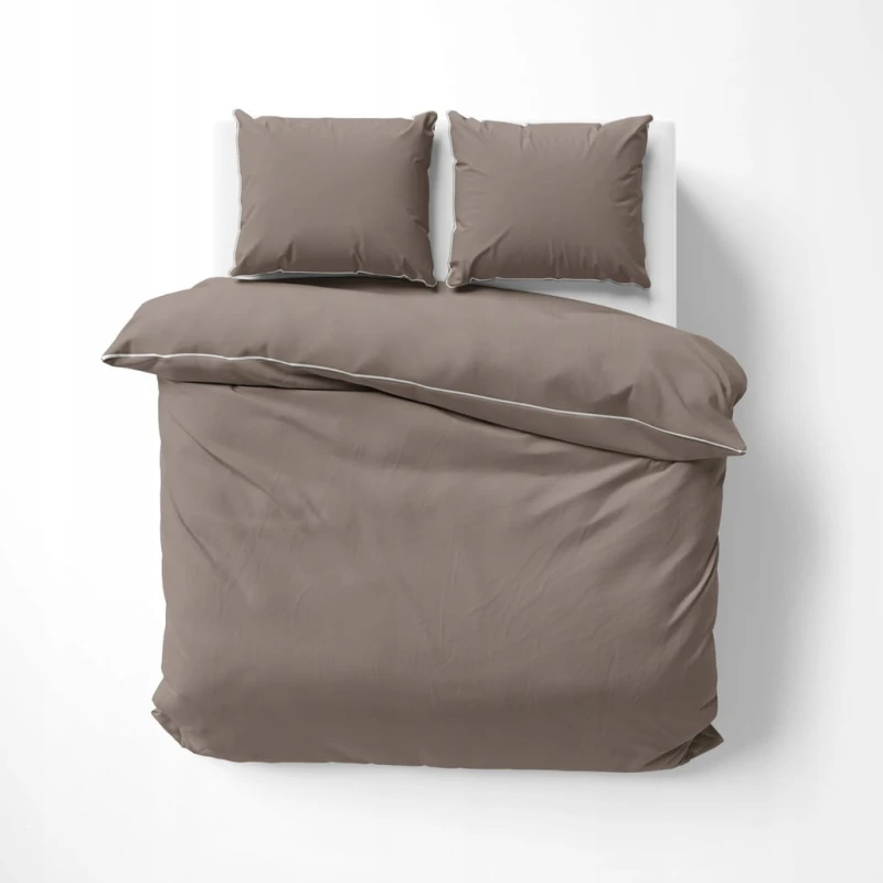 Pościel GŁADKA MAKOSATYNA kołdra 160cmx200cm + 2xpoduszka 70cmx80cm TAUPE